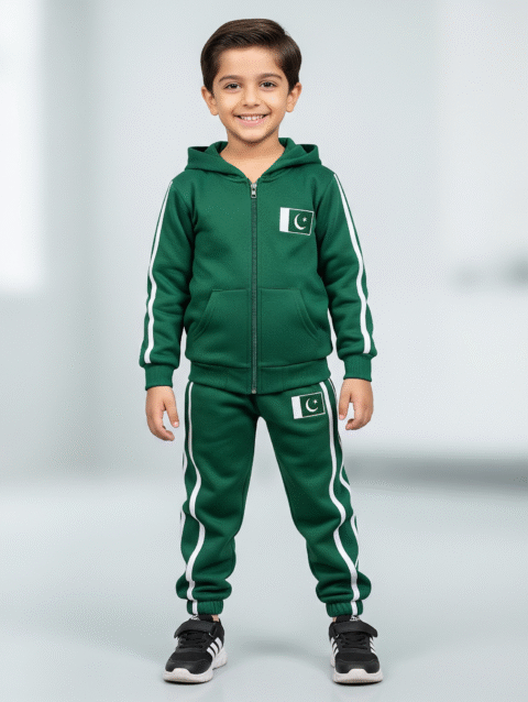 Sporty Green Winter Tracksuit for Kids