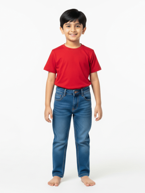 Classic Red Shirt with Blue Jeans